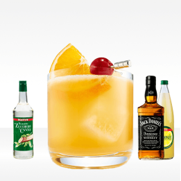 Whiskey Sour con zucchero liquido, succo di limone e bourbon whiskey Jack daniel's