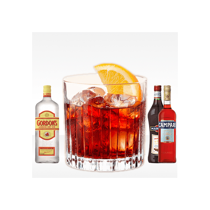 Cocktail Negroni con gin Gordon's, bitter Campari e vermut rosso martini
