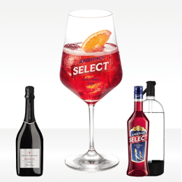 Spritz Select, con prosecco maschio dei cavalieri, bitter select aperitivo e seltz