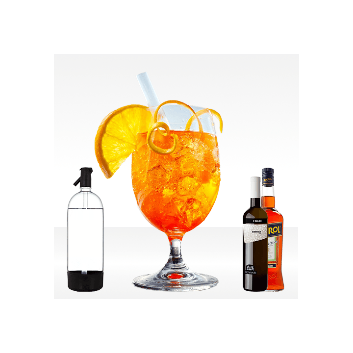 Aperitivo Pirlo con aperol bitter, seltz e vino bianco fermo custoza