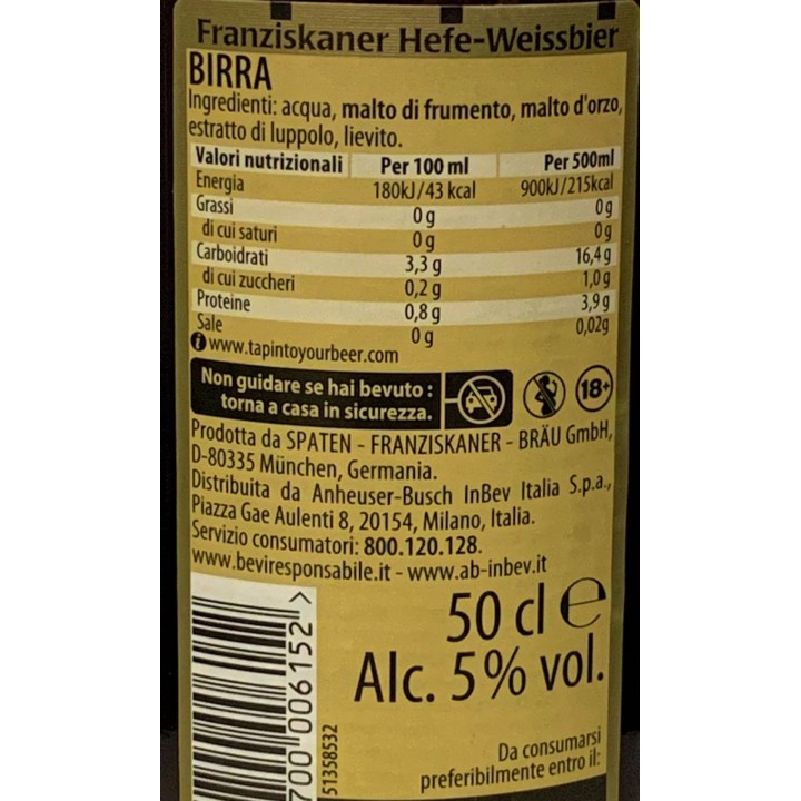 BIRRA FRANZISKANER WEISS - Formato 0,50 lt