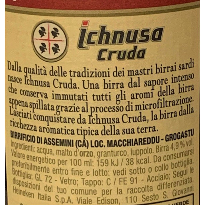 Birra Ichnusa cruda