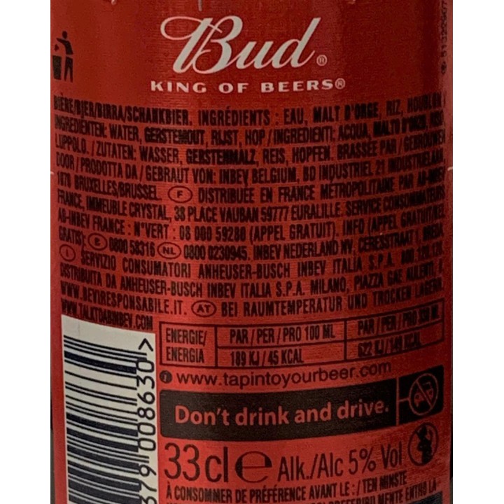 Budweiser 'Bud' beer