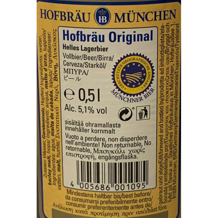 HOFBRAUHAUS HB ORIGINAL - Formato 0,50 lt