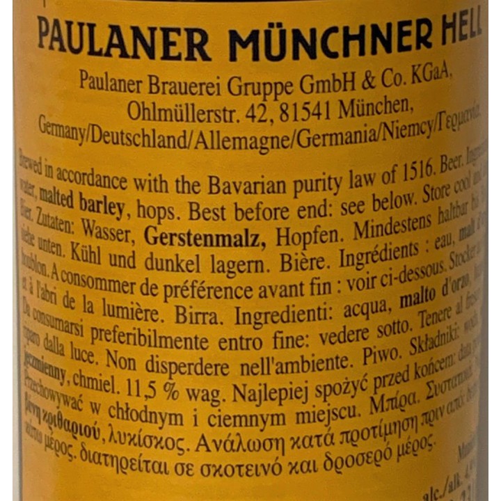 PAULANER ORIGINAL MUNCHNER HELL - Formato 0,33 lt