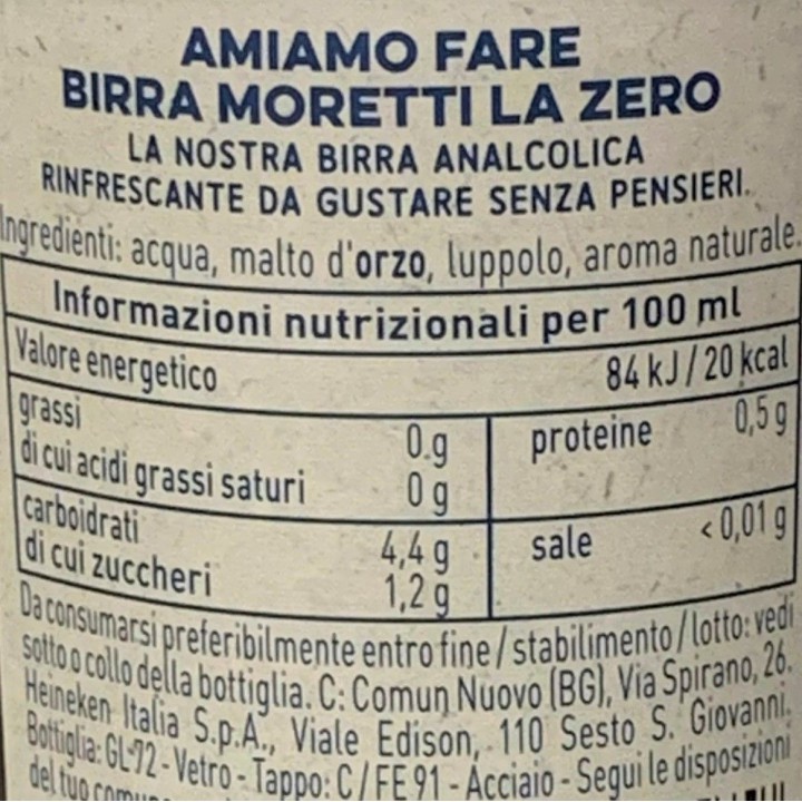 BIRRA MORETTI ANALCOLICA ZERO