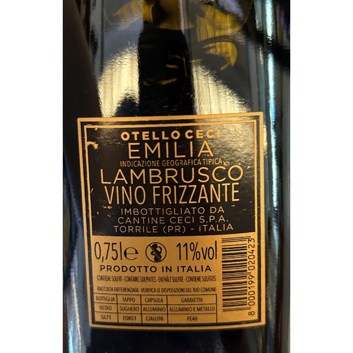 'Otello Nero Di Lambrusco 1813' oro Emilia IGT - Cantine Ceci